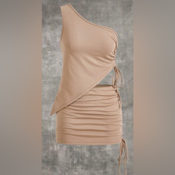 Two piece khaki ruched set - Picture 1 of 2